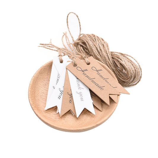 100pcs/lot Packaging Tags Handmade Hang Tag Kraft Paper Tags Thank You Gift Tag Labels for DIY Wedding Party Gift Or Candy Tags