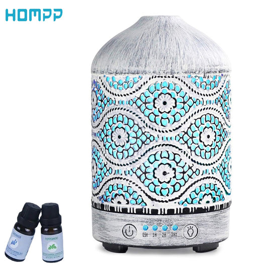100mL Air Humidifier Aroma Diffuser Essential Oil Aromatherapy Metal 7 Color Night Lights 4 Timer Cool Mist Sprayer for Bedroom